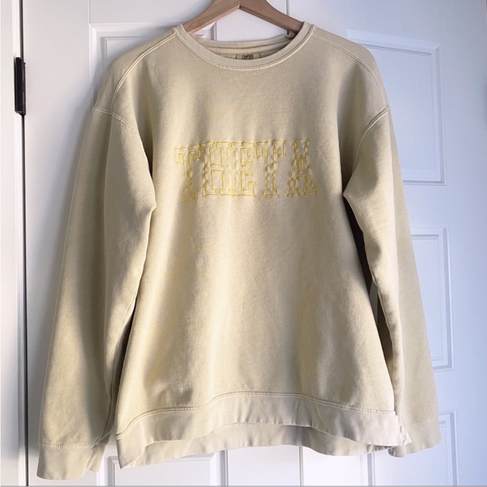 Theta sorority embroidered oversized sweatshirt size Large  comfort colors